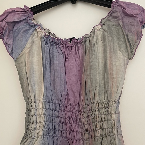 COPY - Purple and grey long peasant style dress small - Picture 1 of 5